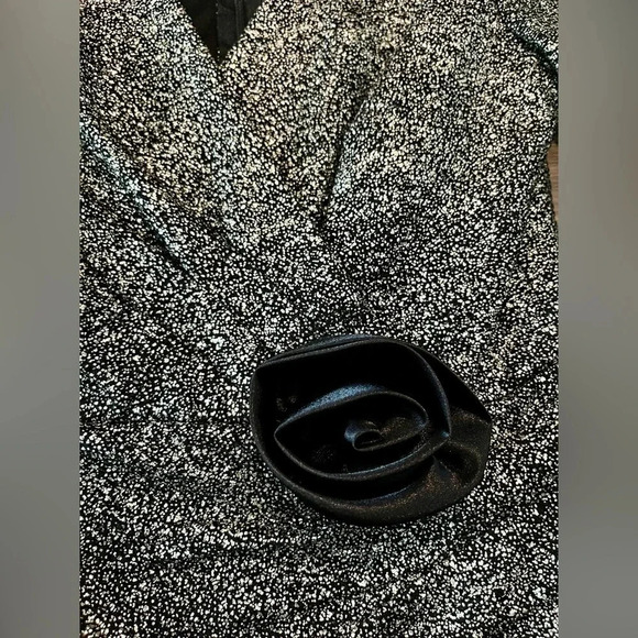 NWT Vintage black bubble top, faux wrap top, black rose, sequin top Jackie Jon - Picture 2 of 8